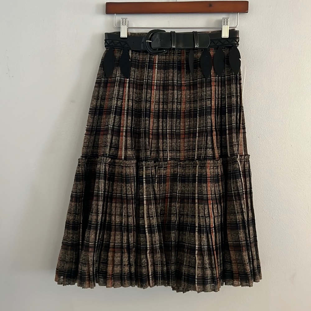Byron Lars pleated plaid skirt